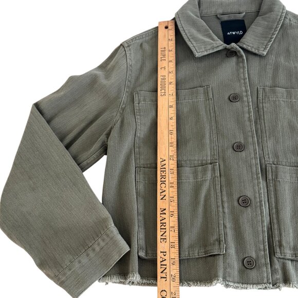 ATWYLD Embroidered Wyld Life Army Green Button Jacket Women's Medium Moto Baddie - Picture 6 of 14